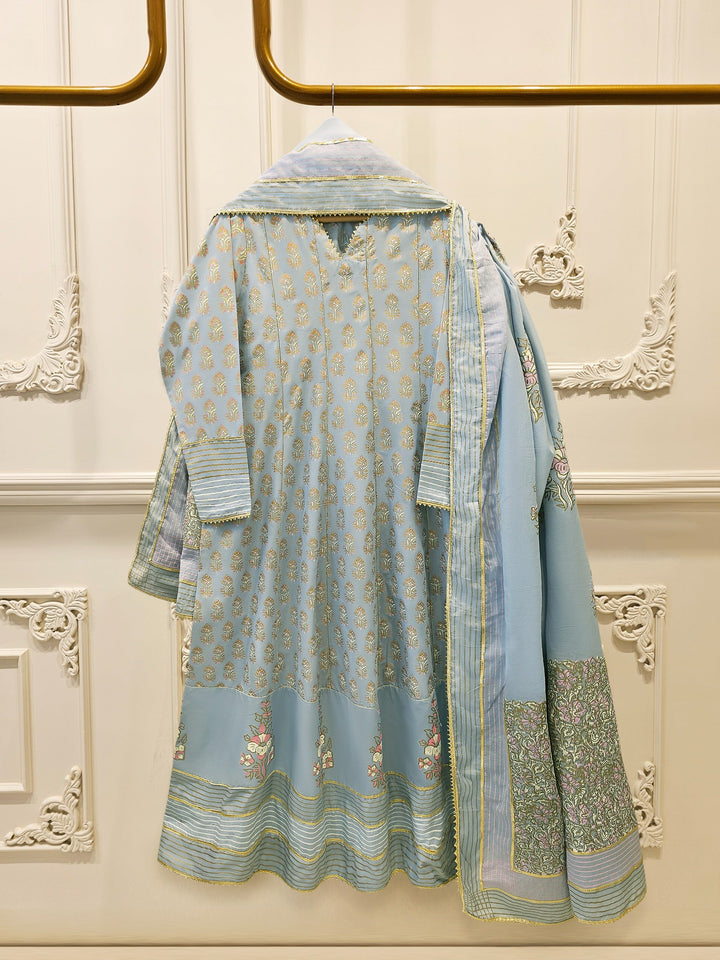 2 Piece - Hand Block Printed Kora Cotton Suit