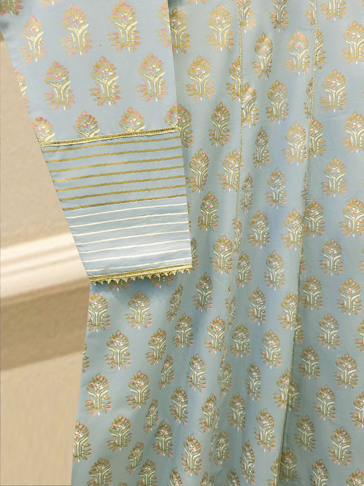 2 Piece - Hand Block Printed Kora Cotton Suit