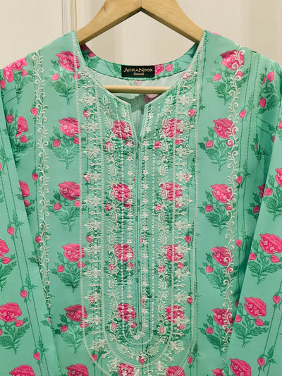 Digital Printed Embroidered Lawn Shirt
