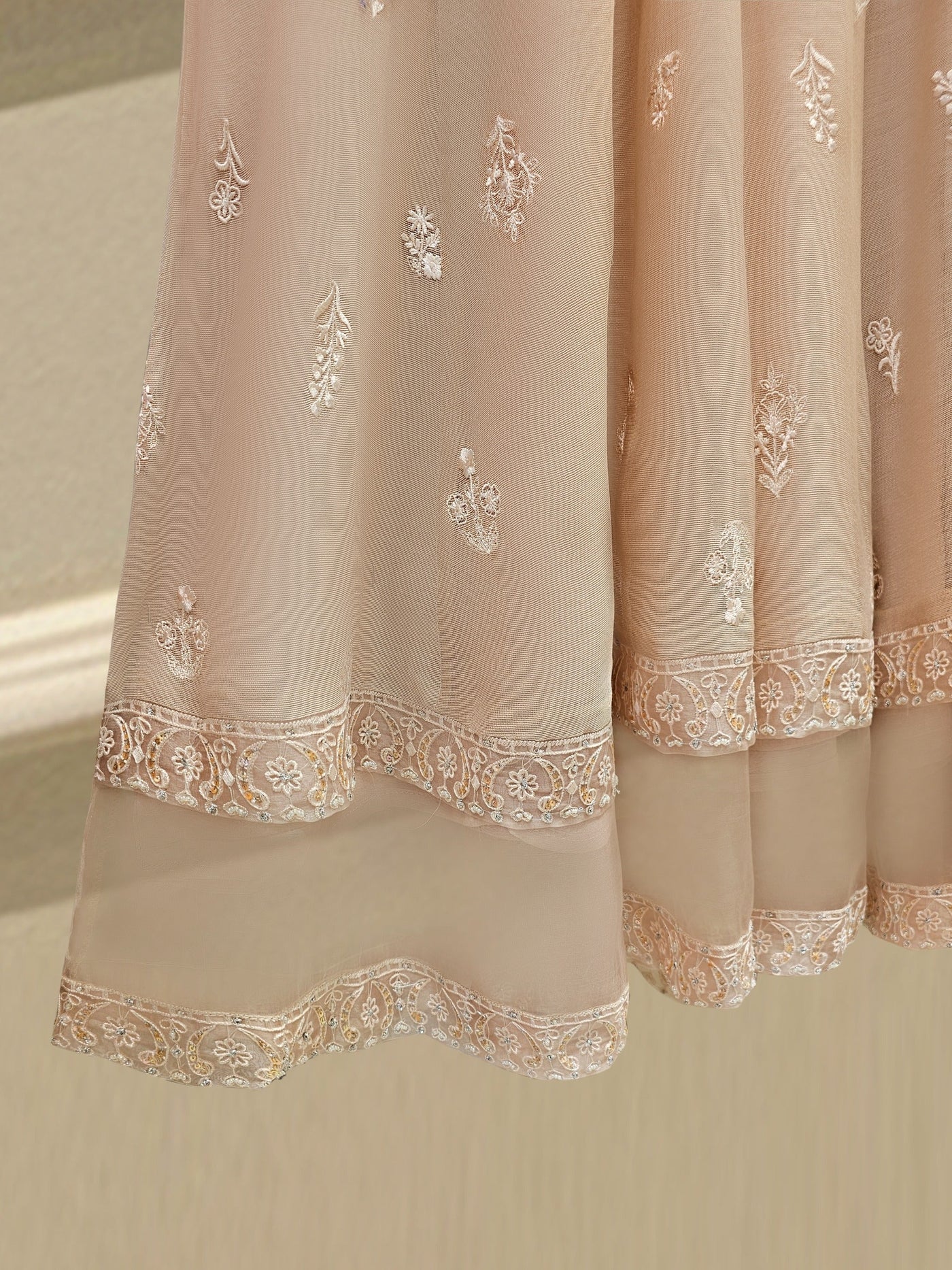 3 Piece - Pure Embroidered Cotton Net Suit