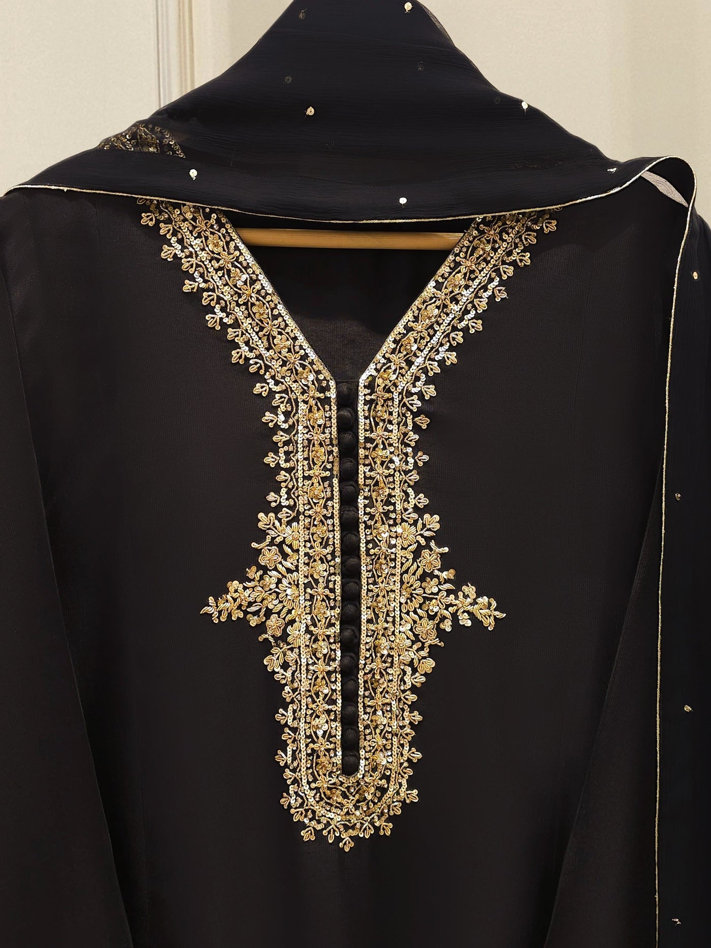 3 Piece- Pure Silk Net Embroidered Suit