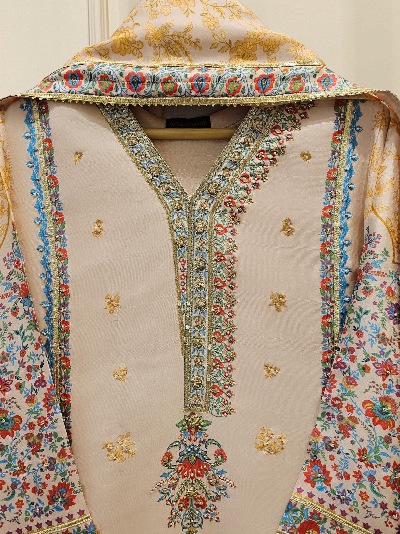 3 Piece- 100% Pure Raw Silk Embroidered Suit