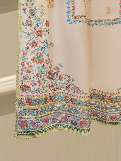 3 Piece- 100% Pure Raw Silk Embroidered Suit