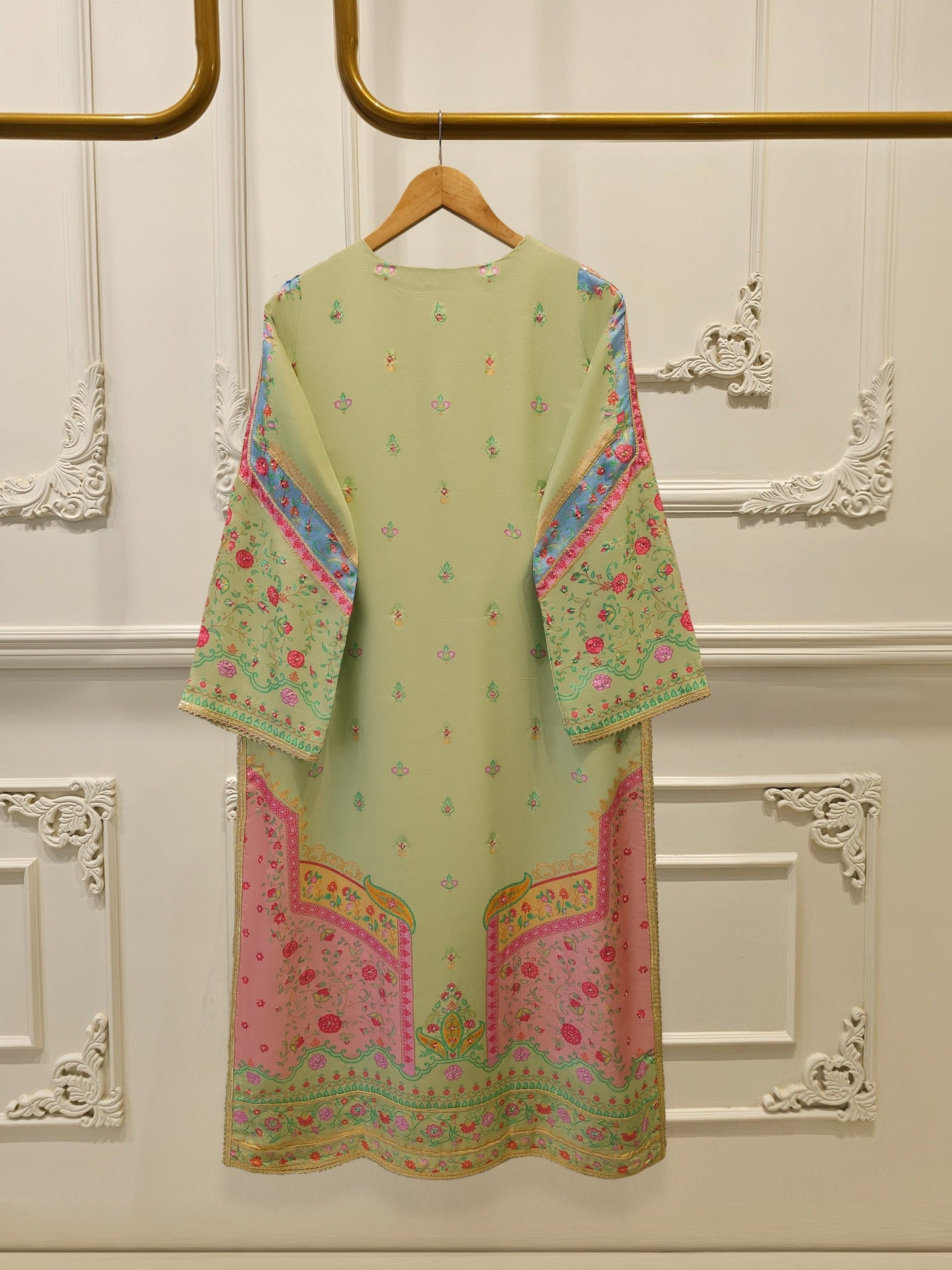 3 Piece- 100% Pure Raw Silk Embroidered Suit