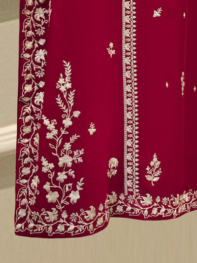 3 Piece - Pure Chiffon Embroidered Suit