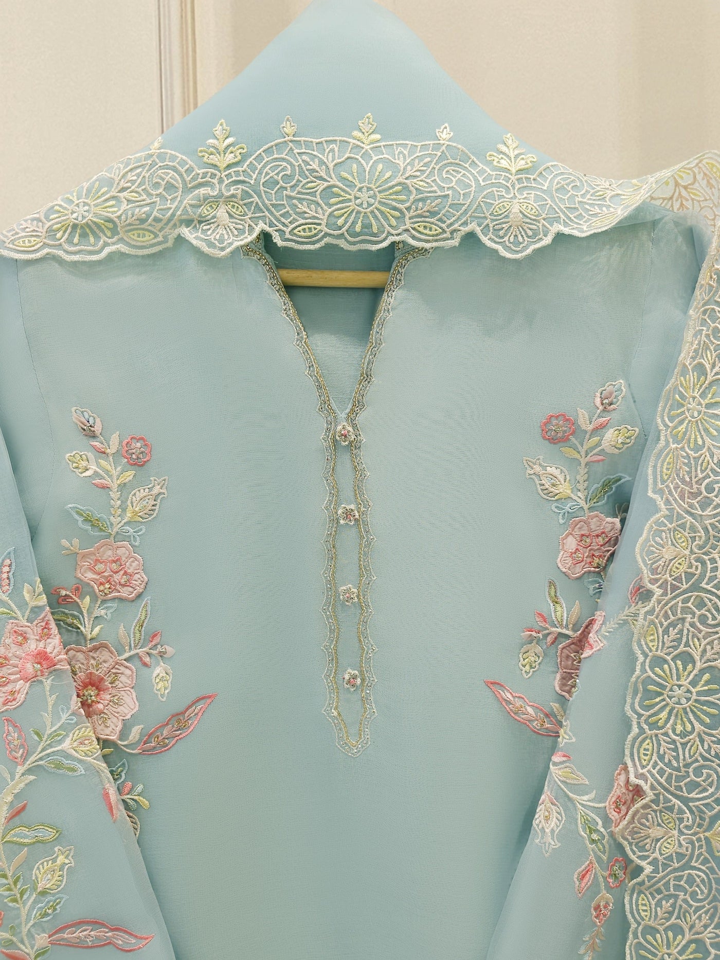 3 Piece - Pure Embroidered Organza Suit
