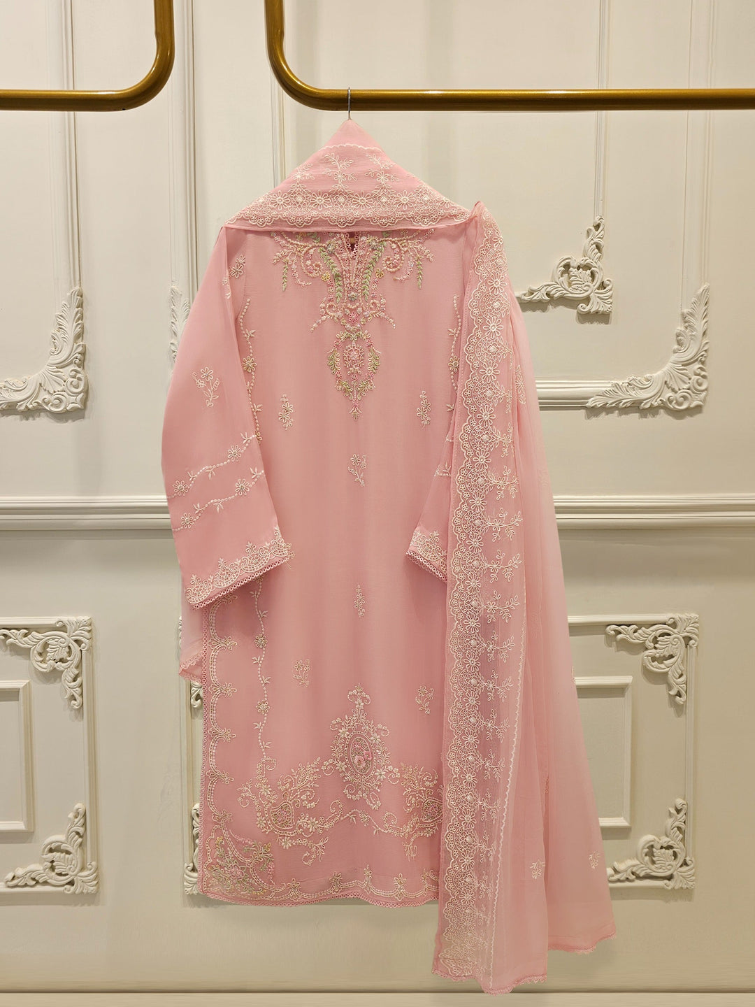 3 Piece - Pure  Chiffon Embroidered Suit