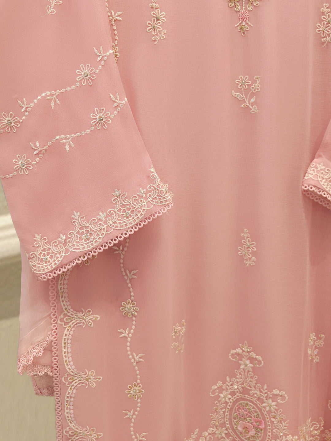 3 Piece - Pure  Chiffon Embroidered Suit