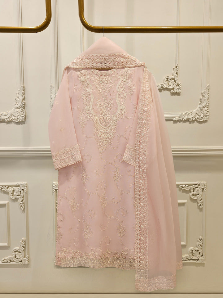 3 Piece - Pure Embroidered Cotton Net Suit