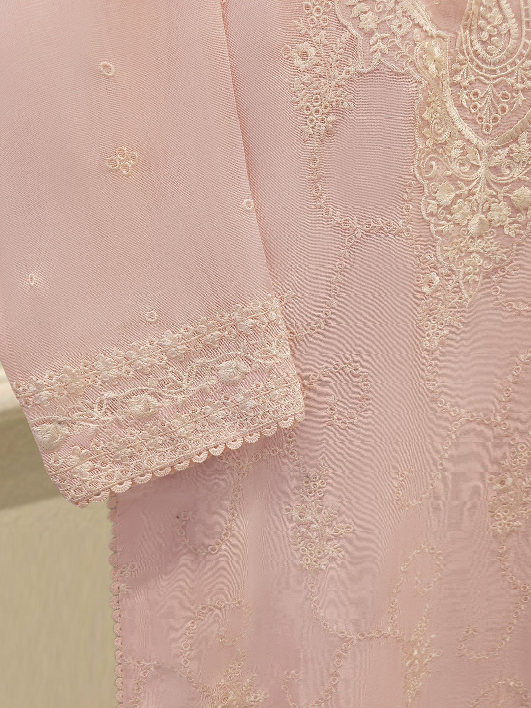 3 Piece - Pure Embroidered Cotton Net Suit