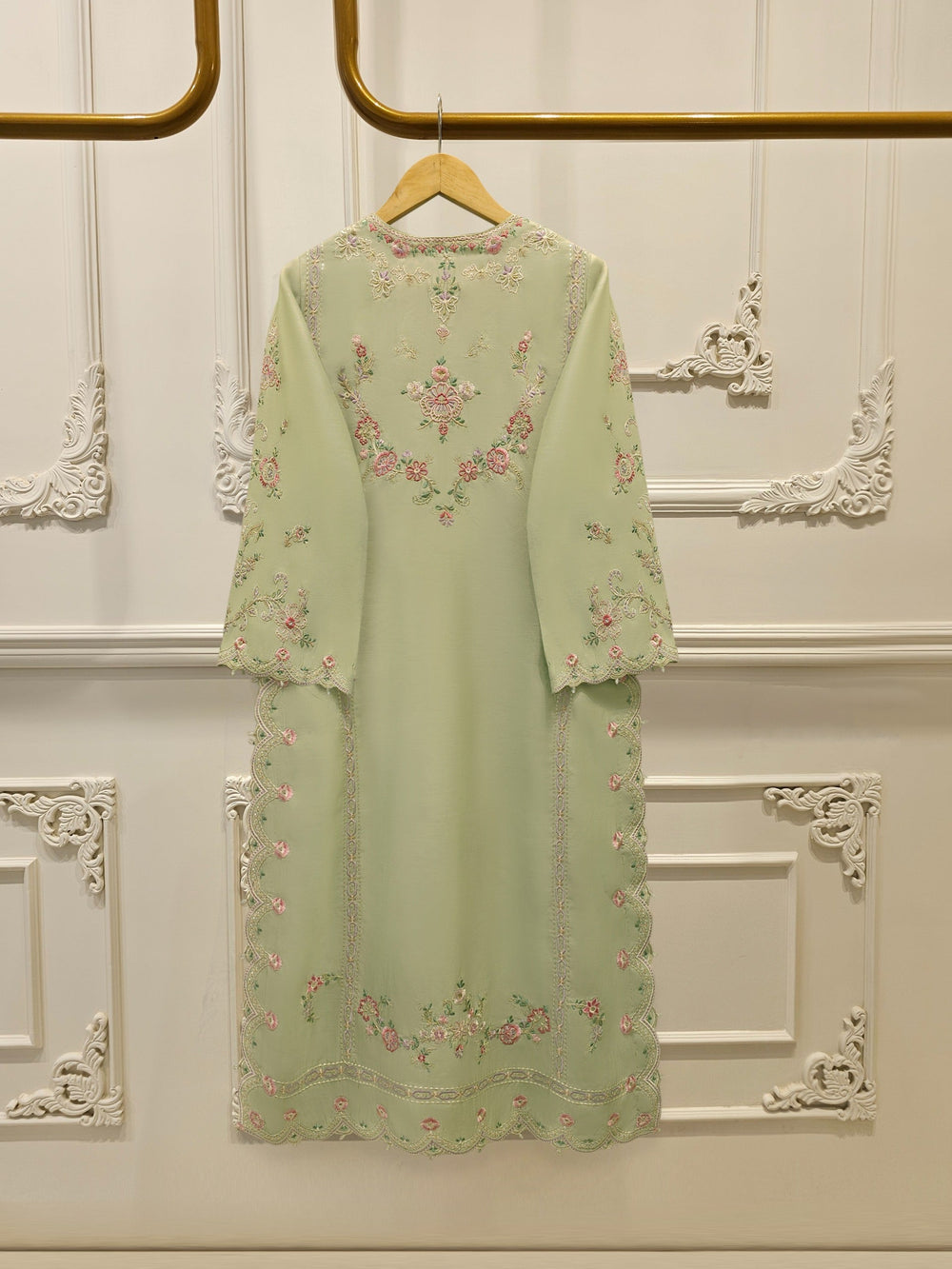 open lace back dress Agha Noor White Organza