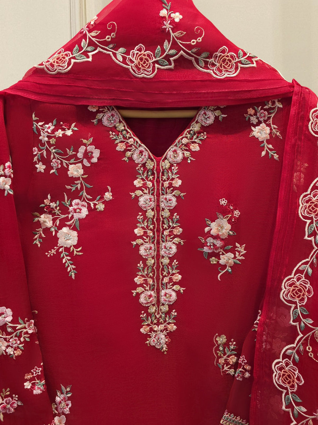 3 Piece - Pure Organza Embroidered Suit