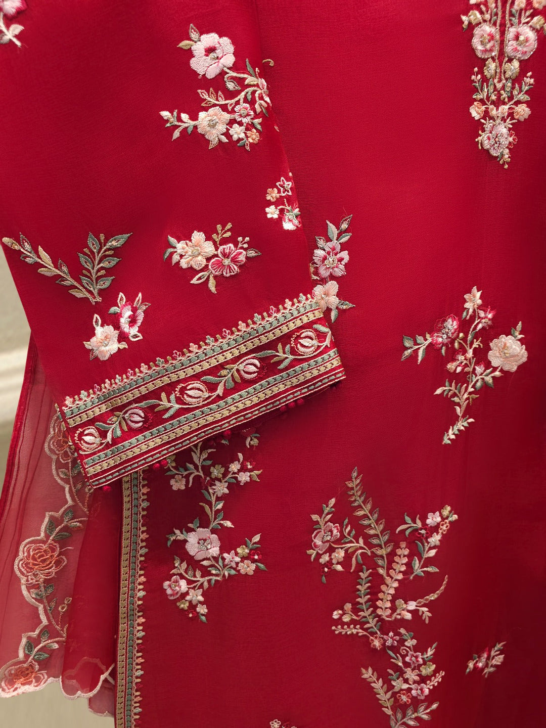 3 Piece - Pure Organza Embroidered Suit