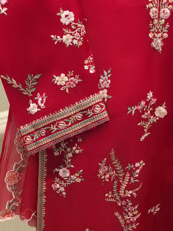 3 Piece - Pure Organza Embroidered Suit