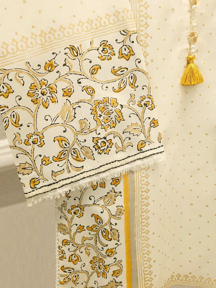 3 Piece - Hand Block Printed Kora Cotton Suit