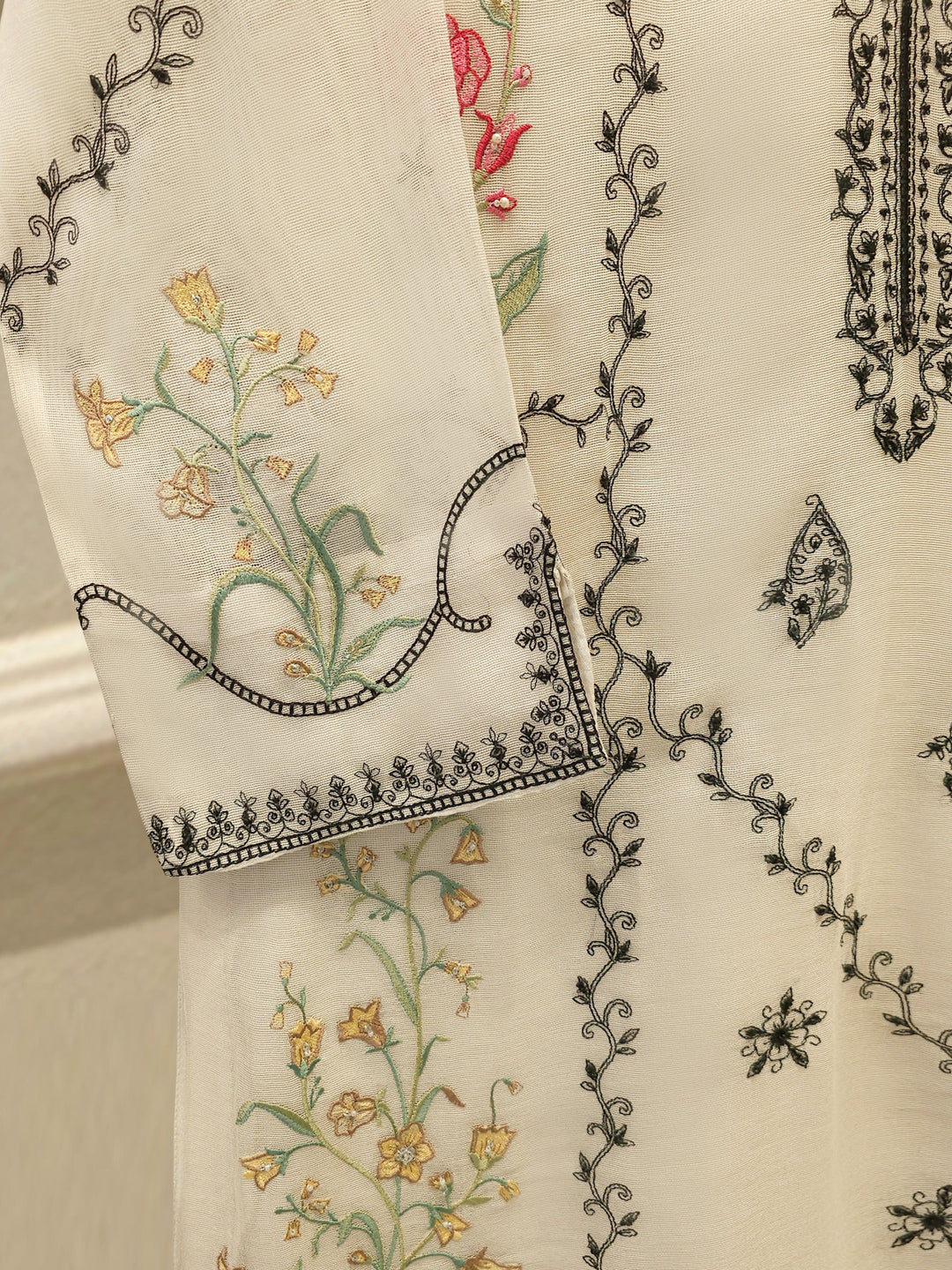 3 Piece - Embroidered Cotton Net Suit