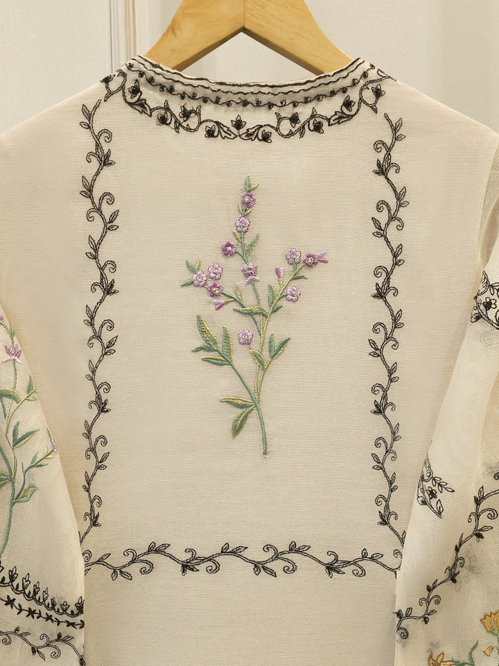 3 Piece - Embroidered Cotton Net Suit