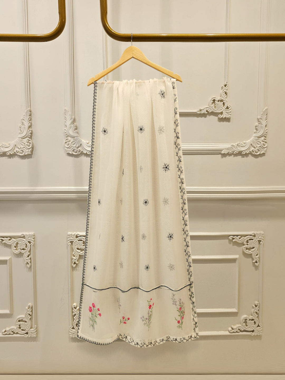3 Piece - Embroidered Cotton Net Suit