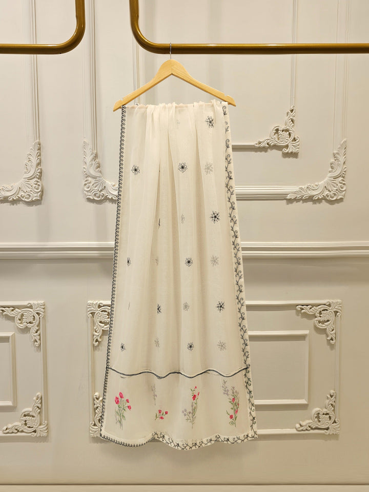 3 Piece - Embroidered Cotton Net Suit
