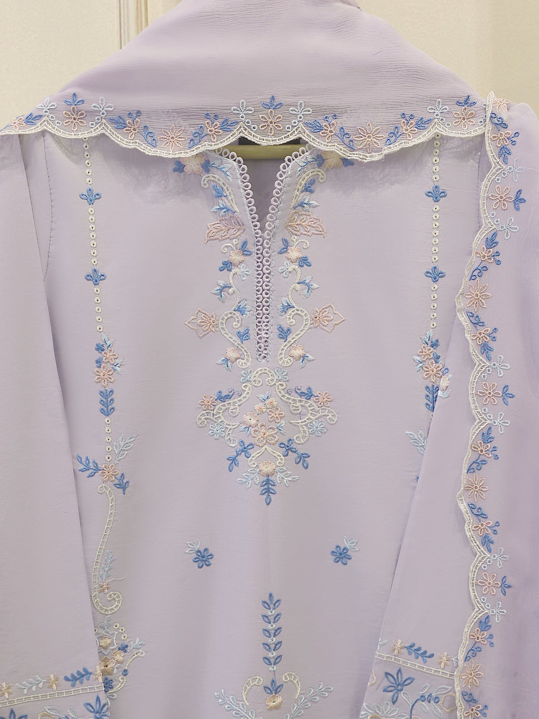 2 Piece - Embroidered Cambric Suit