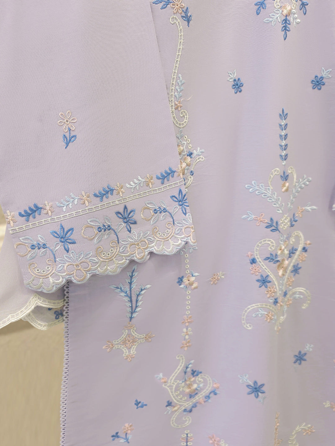 2 Piece - Embroidered Cambric Suit