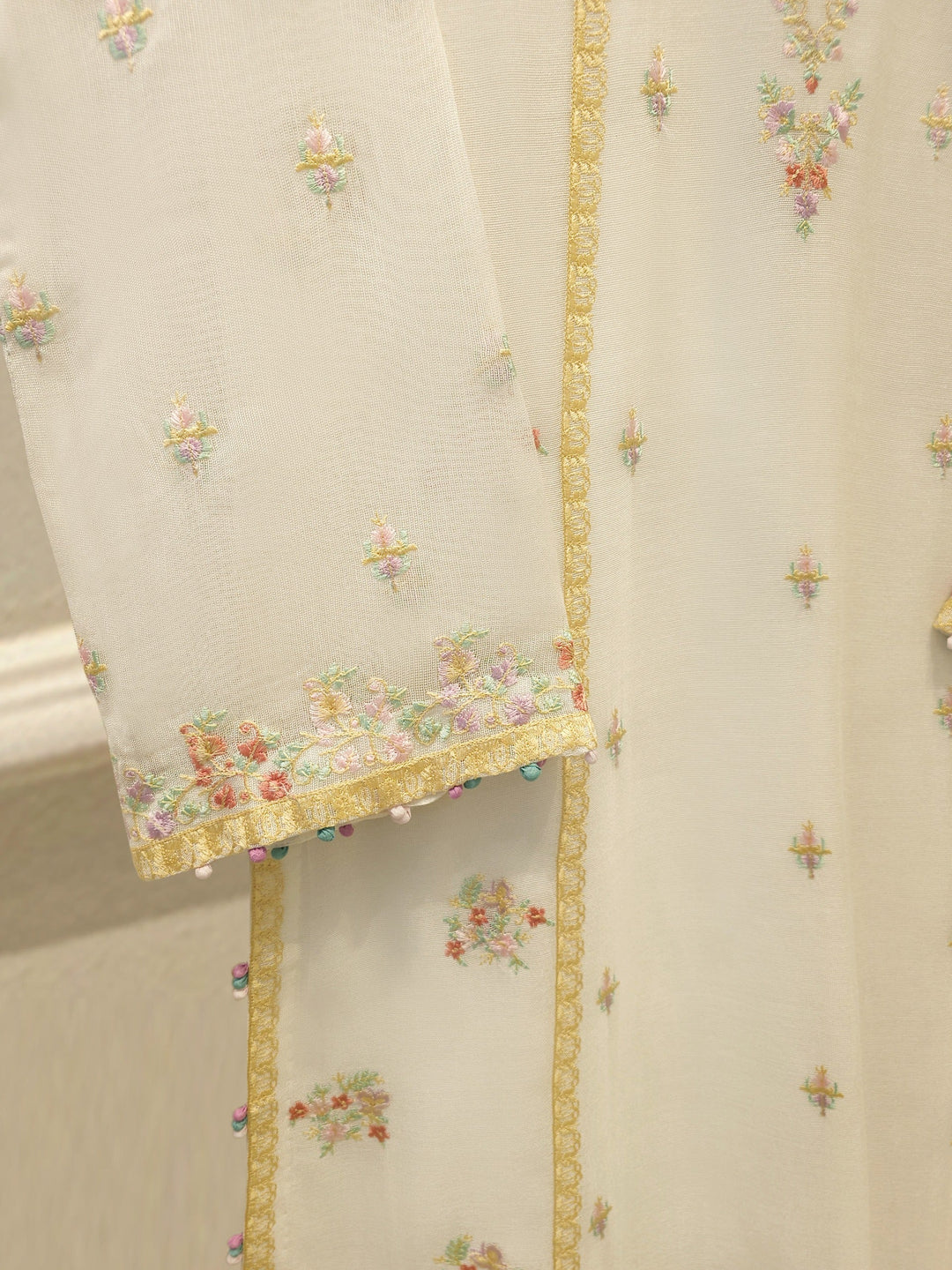 3 Piece - Pure Embroidered Cotton Net Suit