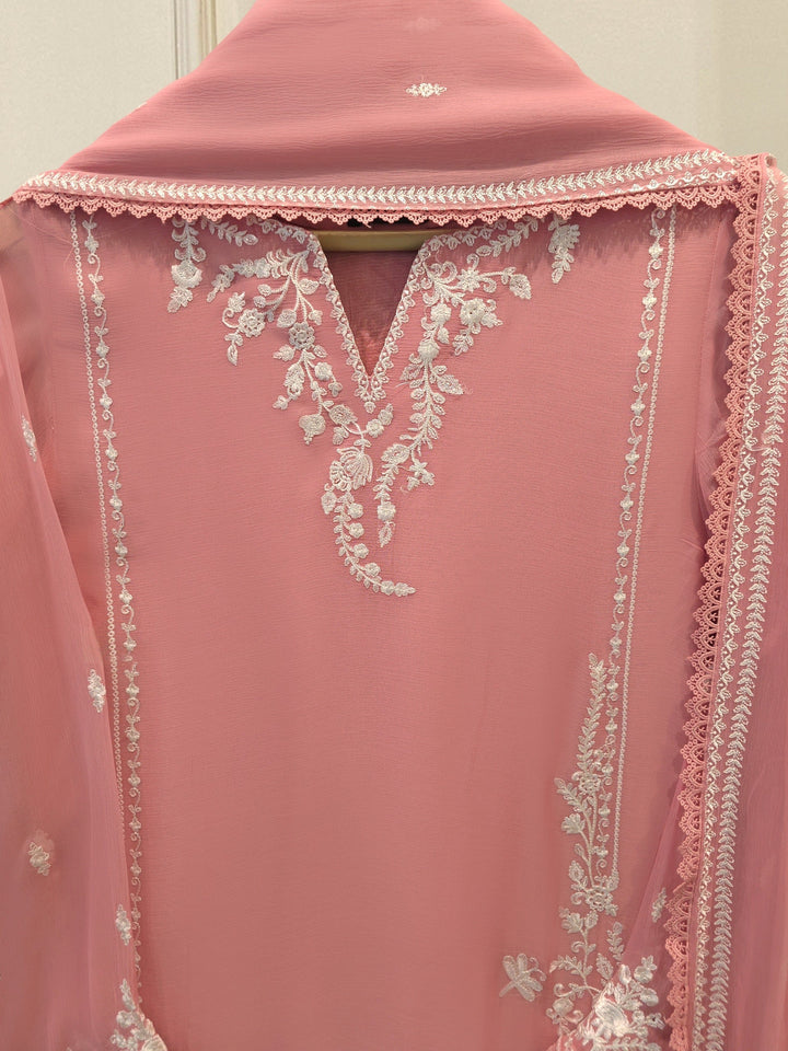 3 Piece - Pure Embroidered Chiffon Suit
