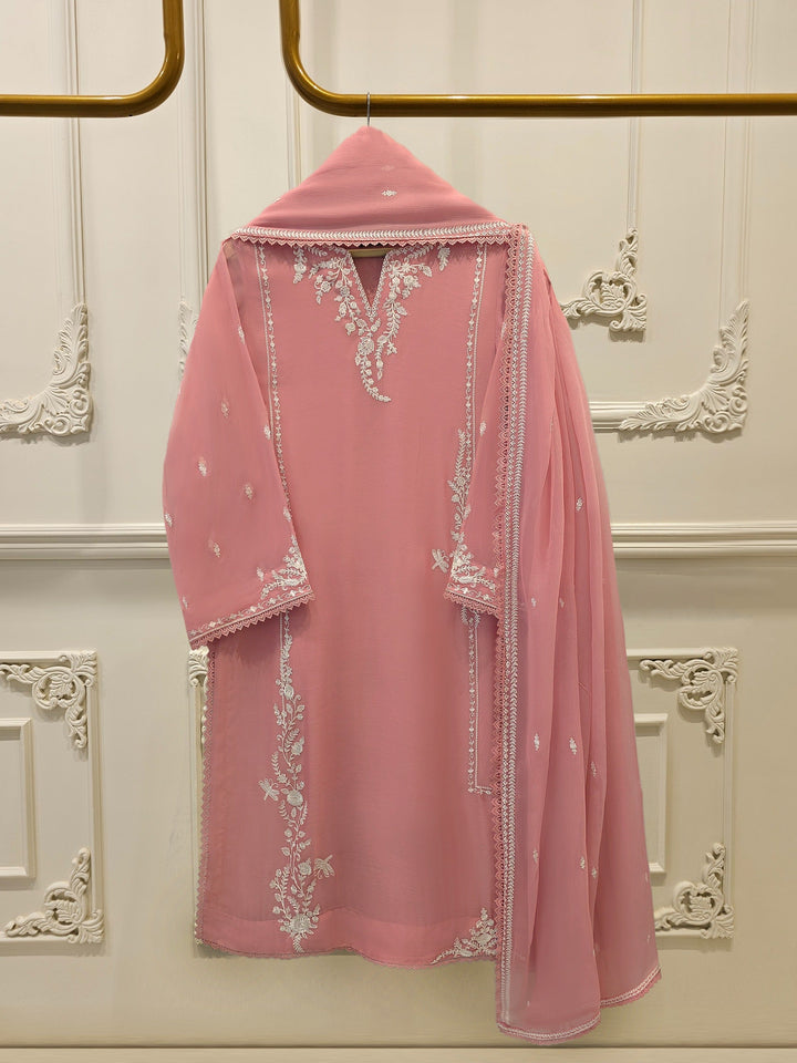 3 Piece - Pure Embroidered Chiffon Suit