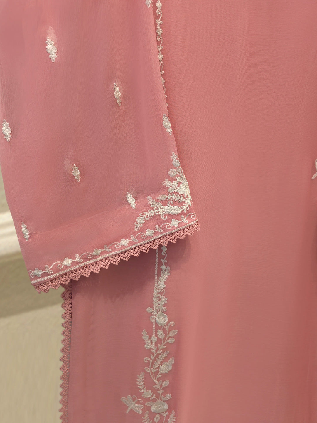 3 Piece - Pure Embroidered Chiffon Suit
