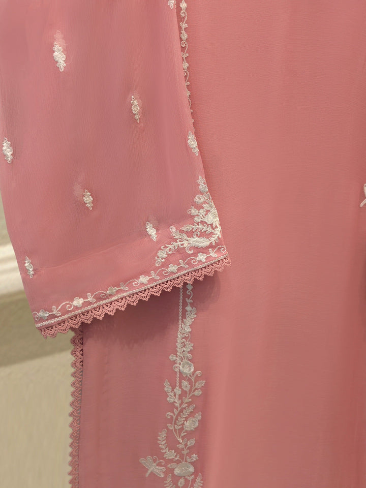 3 Piece - Pure Embroidered Chiffon Suit