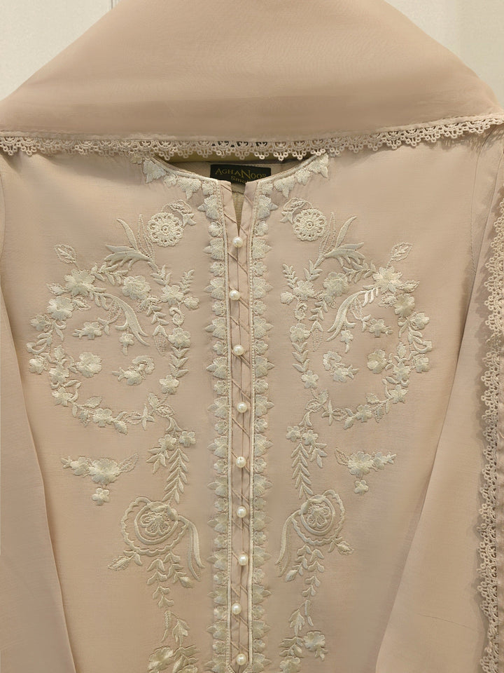 3 Piece - Pure Khaddi Silk Embroidered Suit