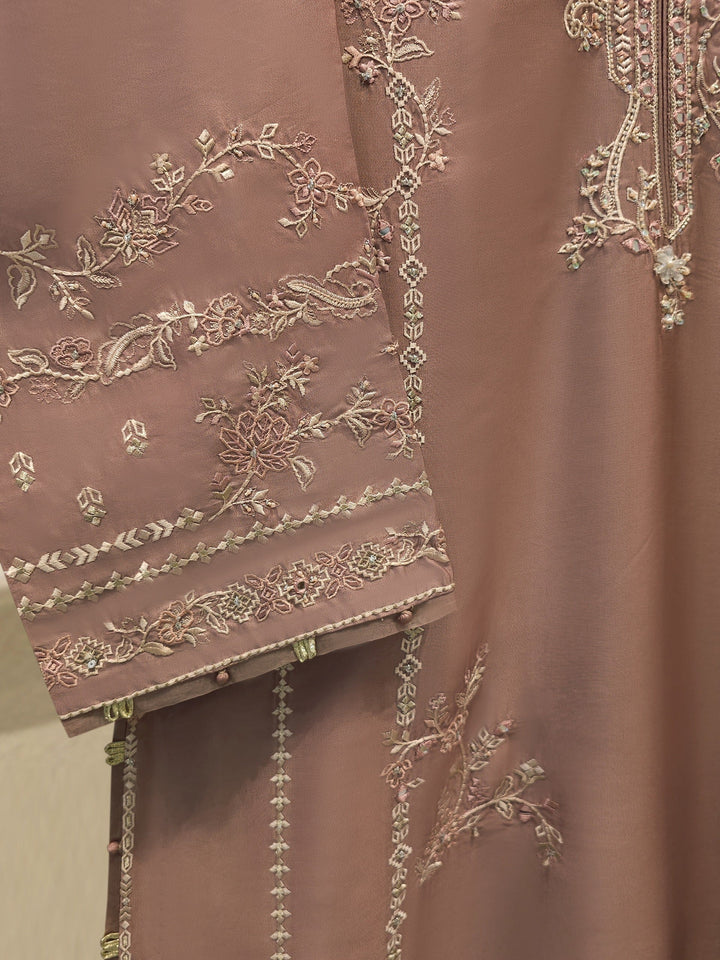 3 Piece- Pure  Shisha Silk Embroidered Suit