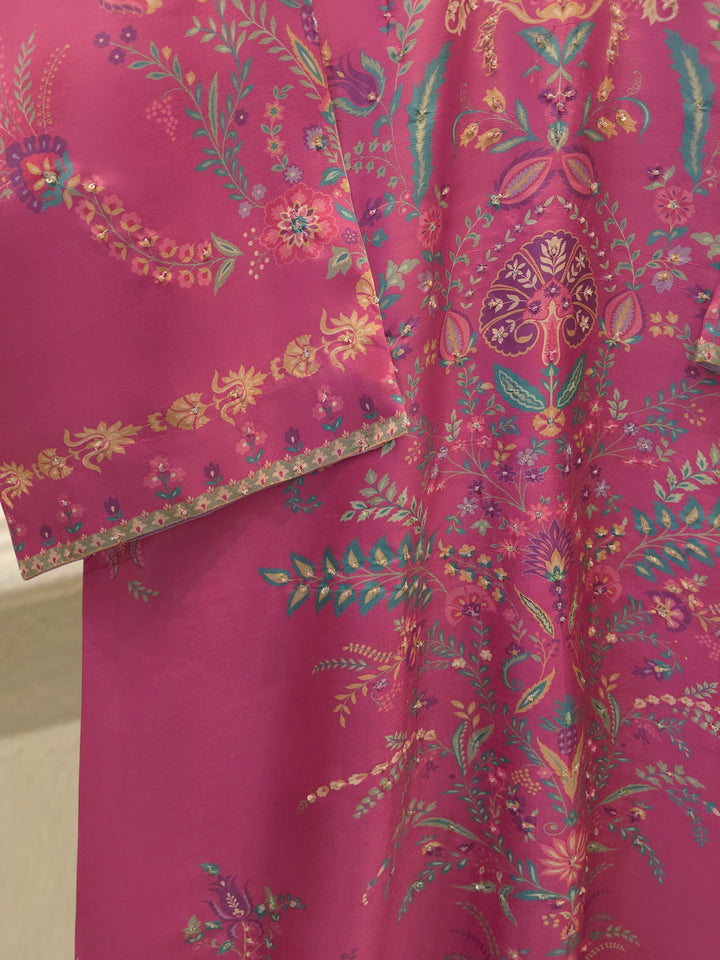 2-Piece Pure Printed Silk Suit with Khadi Silk Pants