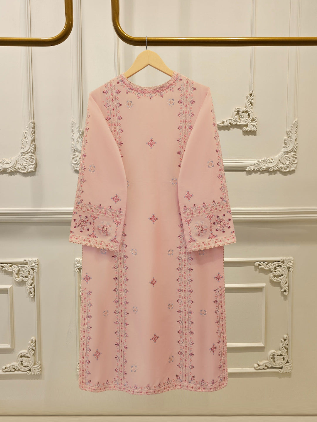 2 Piece - Embroidered Cambric Suit