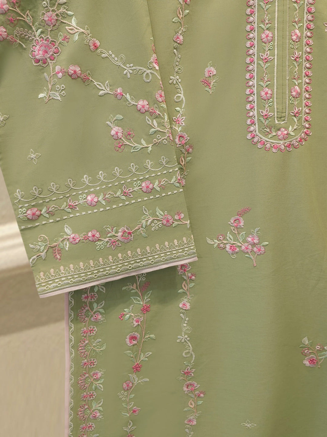 2 Piece - Embroidered Cambric Suit