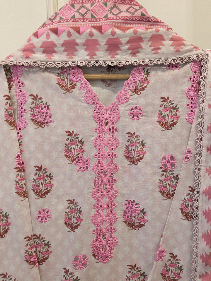 3-Piece Embroided Cambric Suit