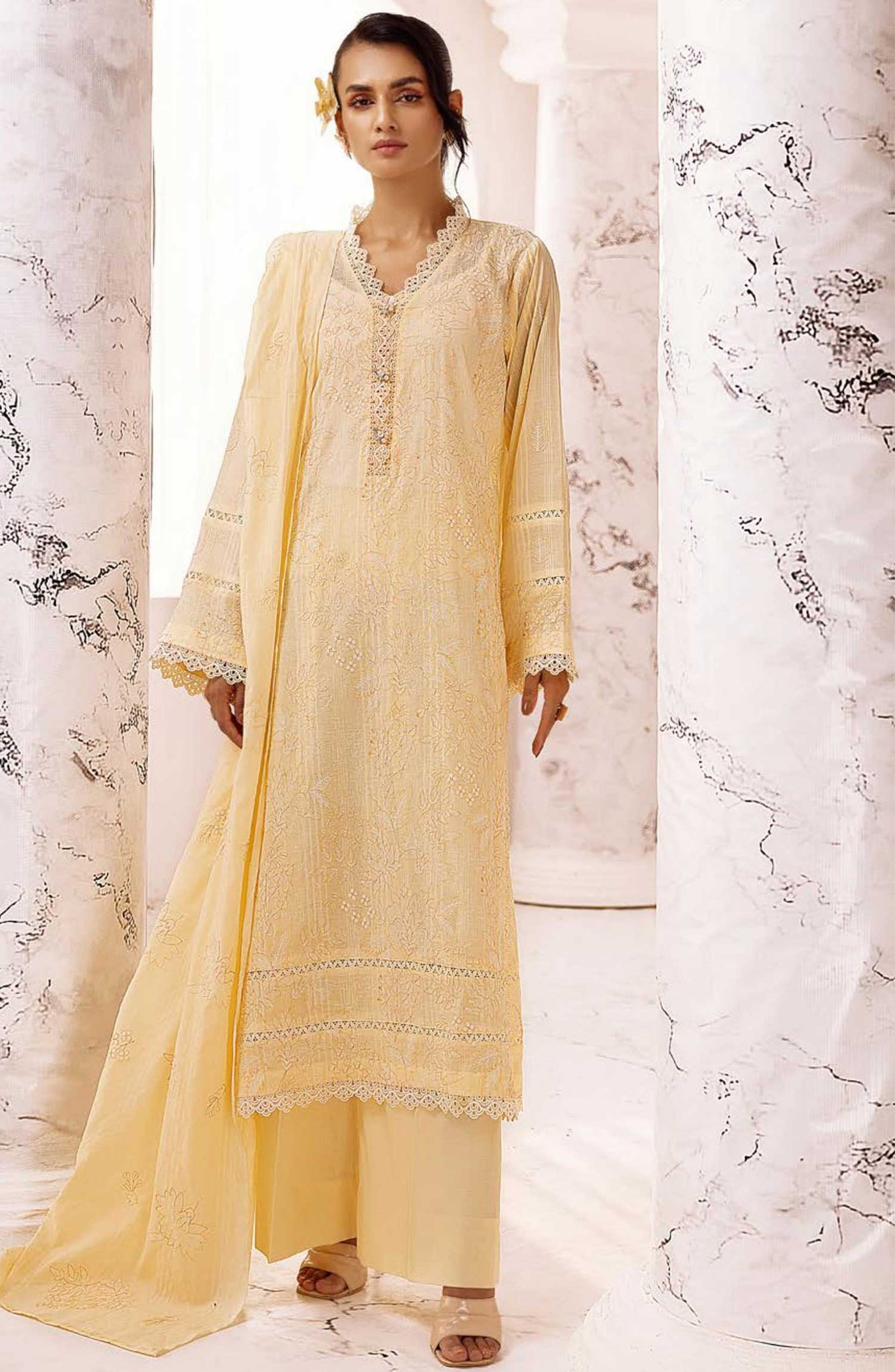 Arzoo Embroidered Slub Lawn