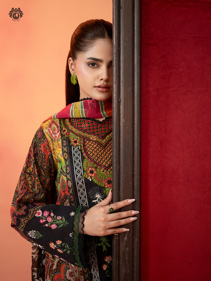 3-Piece Unstitched Embroidered Dress