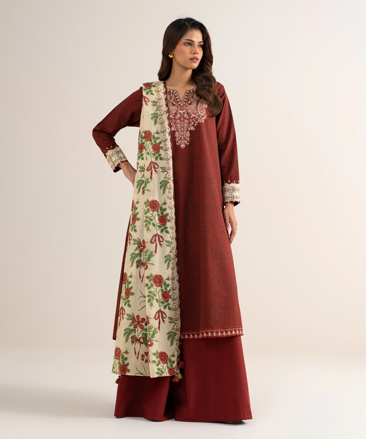 3 Piece - Embroidered Cotton Suit
