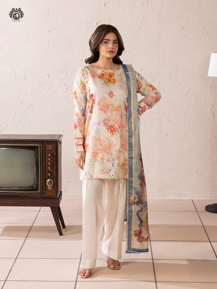 KROMA  3-Piece Unstitched Embroidered Dress