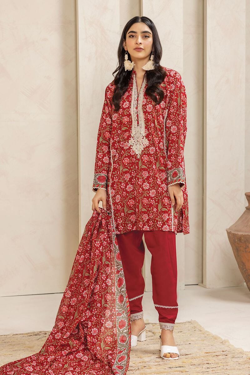 KHAADI UNSTITCHED Embroidered lawn 3 Piece