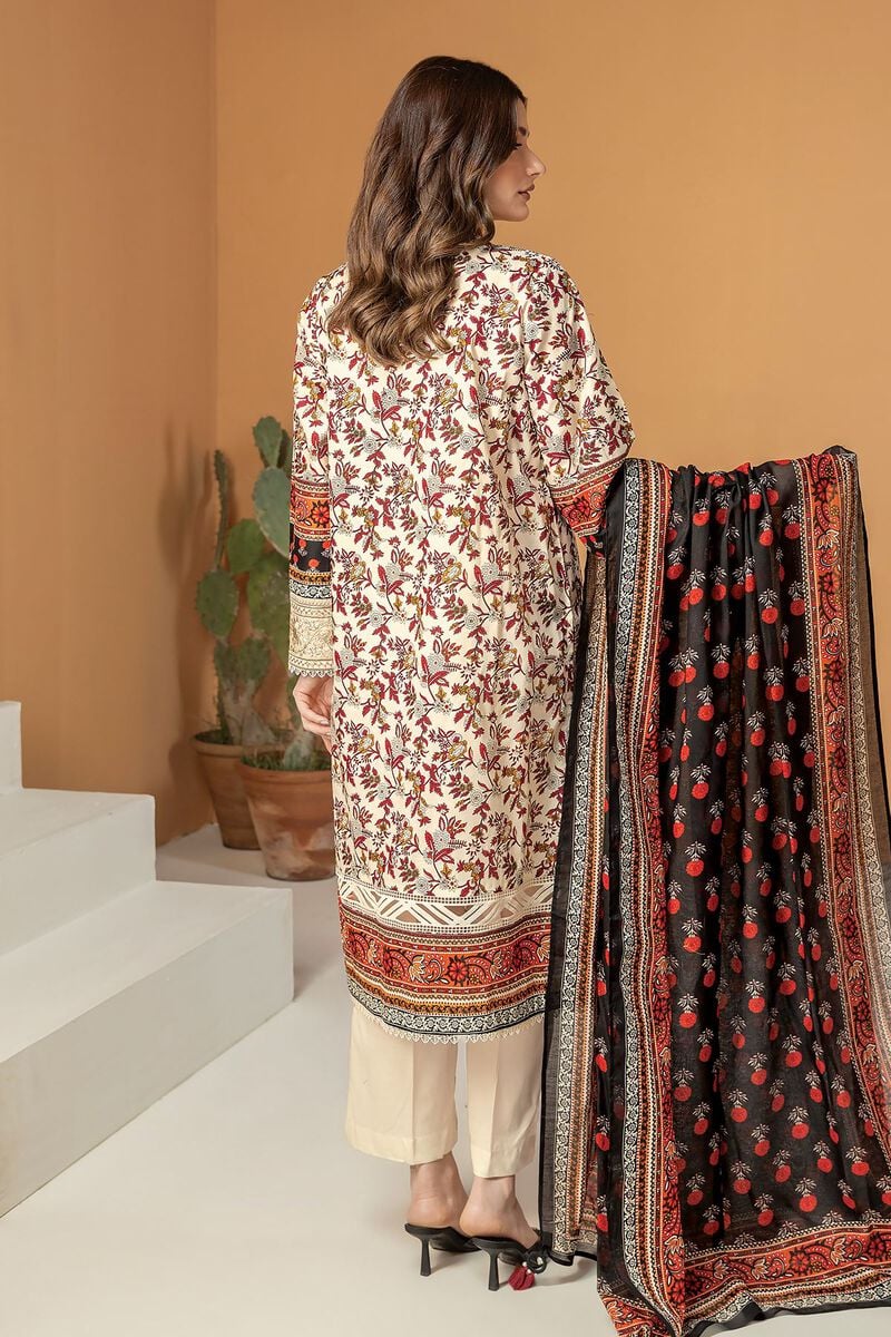 KHAADI ||  Embroidered Lawn Fabrics 3 Piece