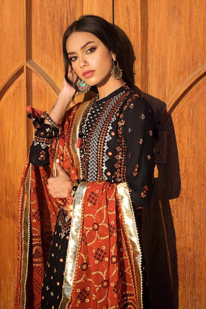 Gul Ahmed Embroidered Printed Lawn Suit