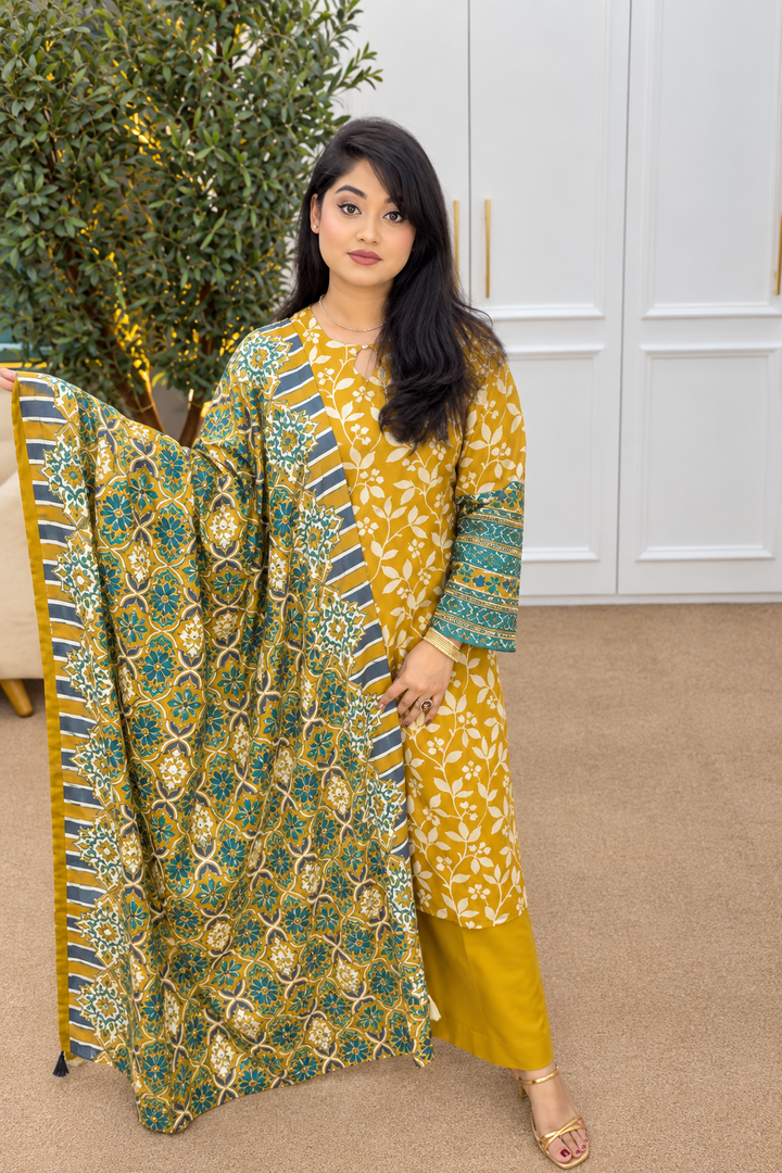 Printed Lawn Stitched 3 Piece Suit
