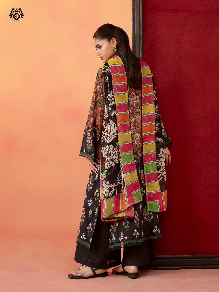 3-Piece Unstitched Embroidered Dress
