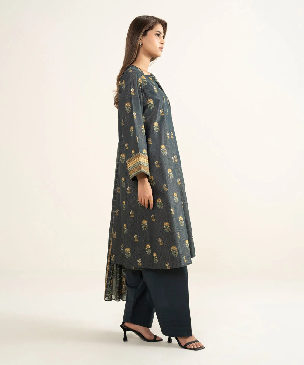 3 Piece - Printed Zari Lawn Suit