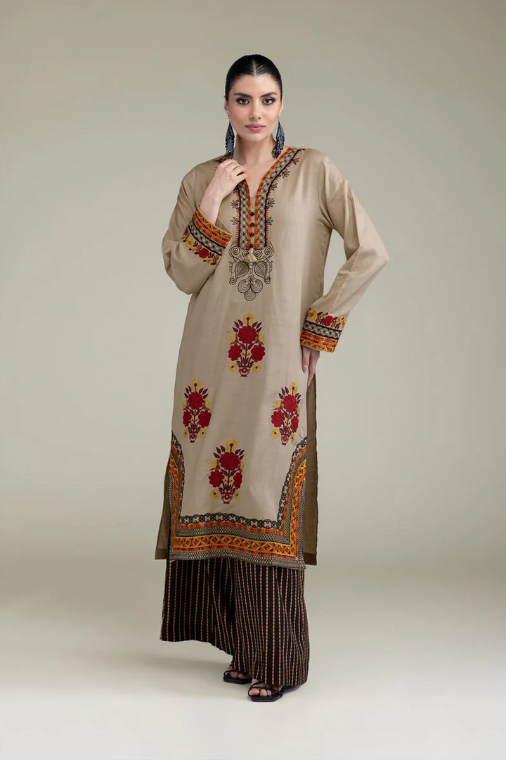 Embroidered | Raw Silk Floral Silk 3 pcs