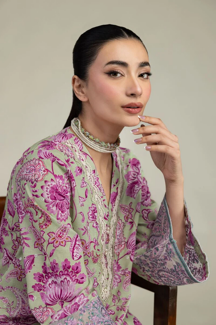 Embroidered | Raw Silk Floral Longline Kurta