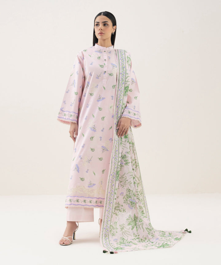 3 Piece - Embroidered Chiffon Suit