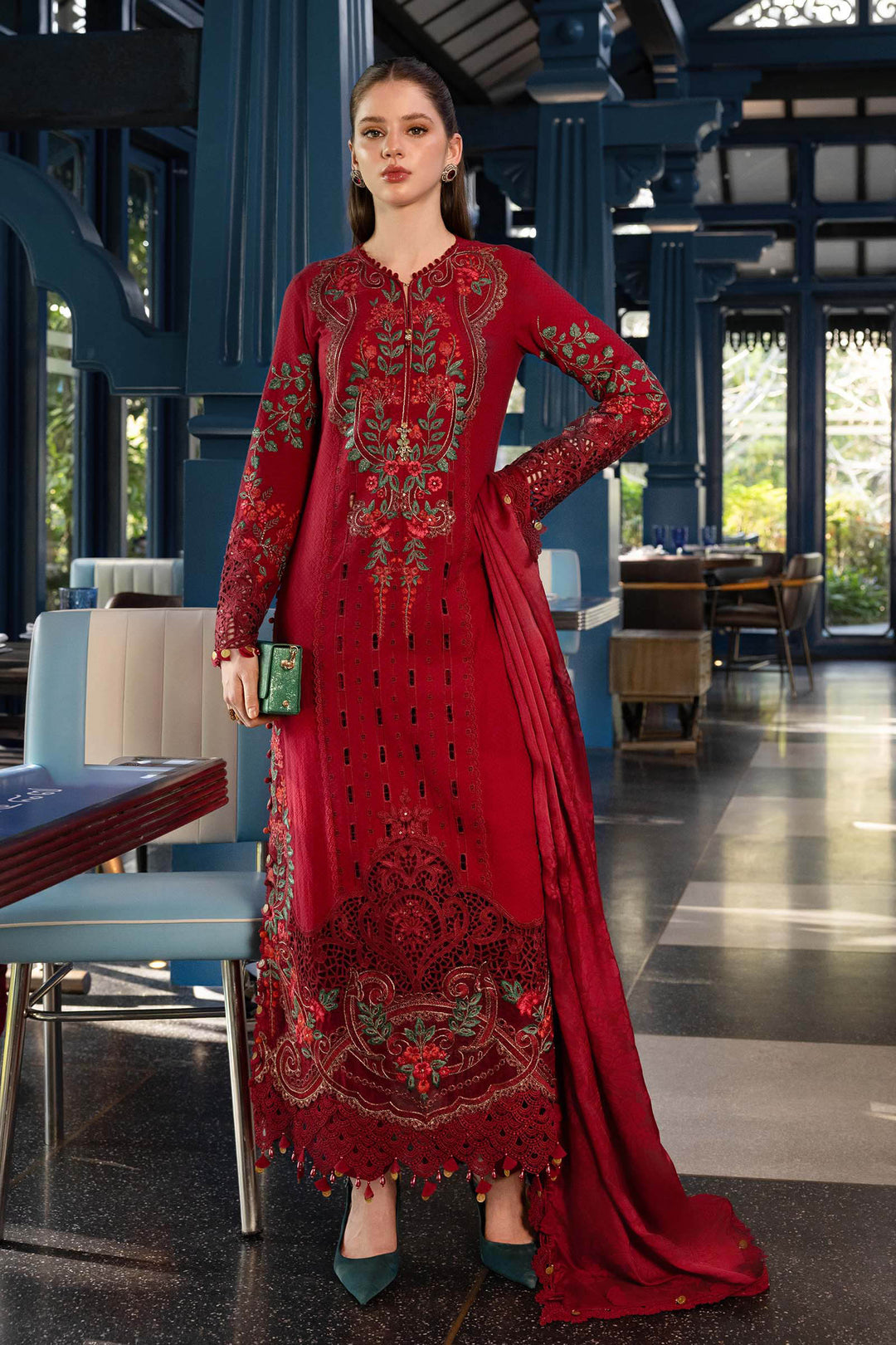 3 Piece Unstitched Embroidered Lawn Suit